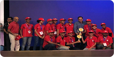 Team Horcruxes on stage at the FTC India National Championship